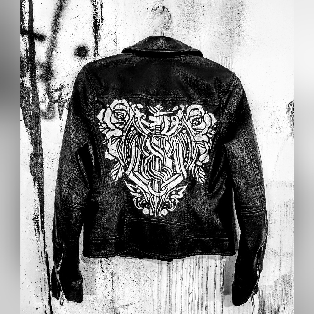 Custom Daggerdigs Moto Jacket by NYC artist Tarran Mariah Lee